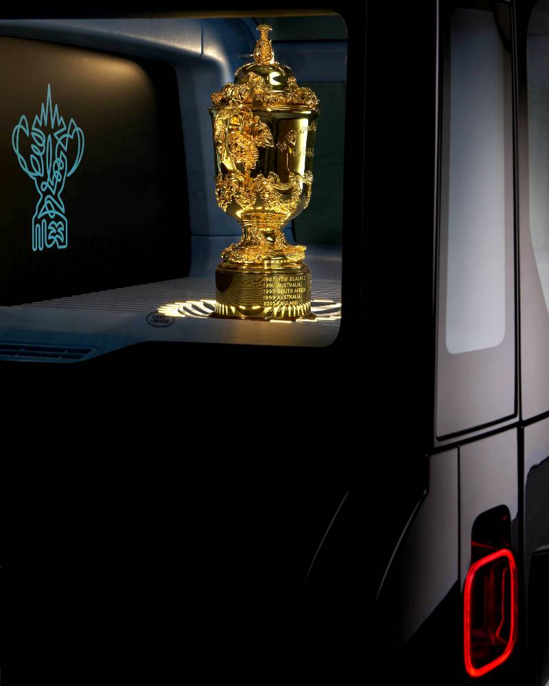 Defender reveals unique Defender 110 to showcase Rugby World Cup Trophy on countdown tour